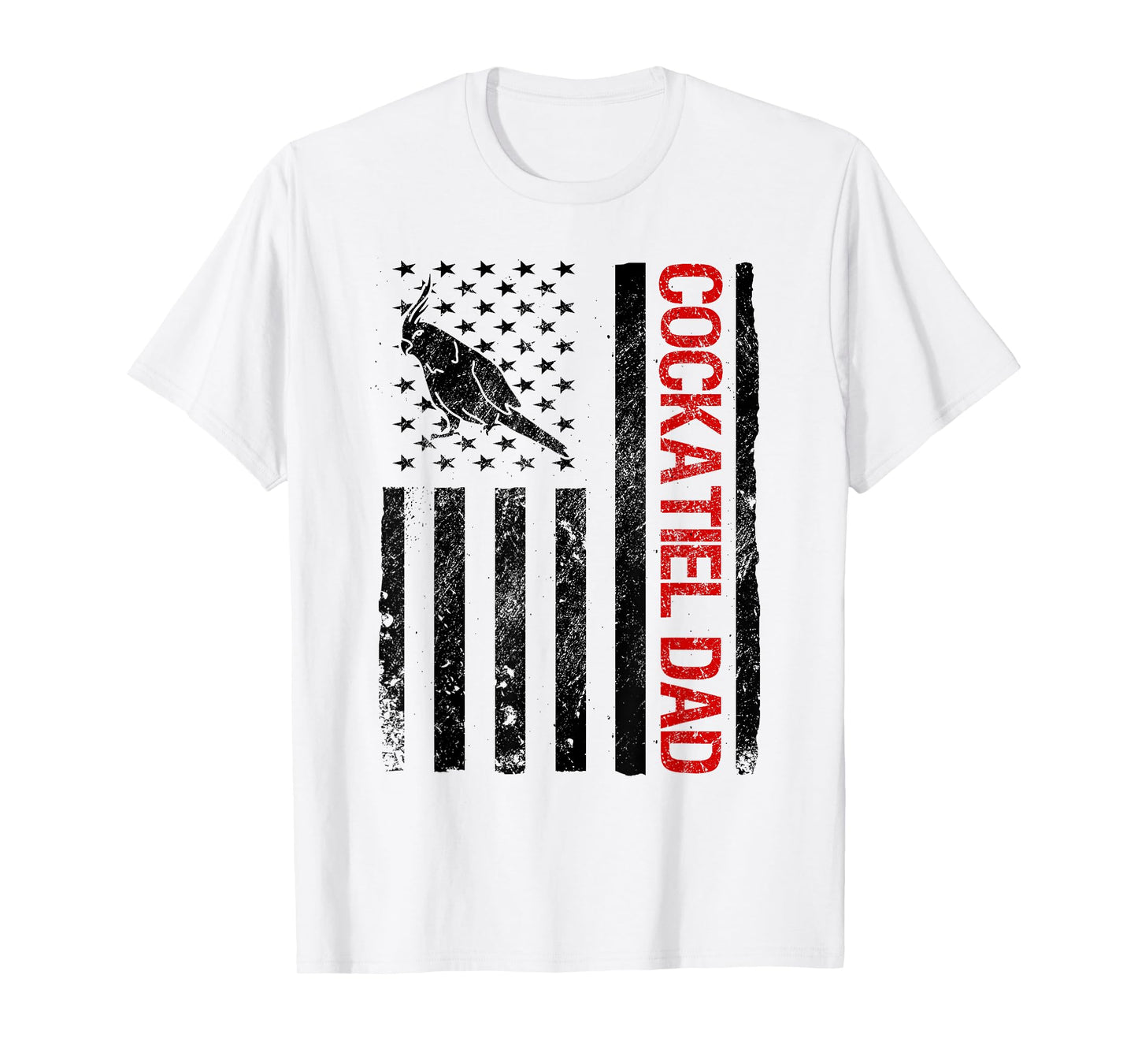Cockatiel Dad American USA Flag Funny Bird Lover Women Kids Men T-Shirt