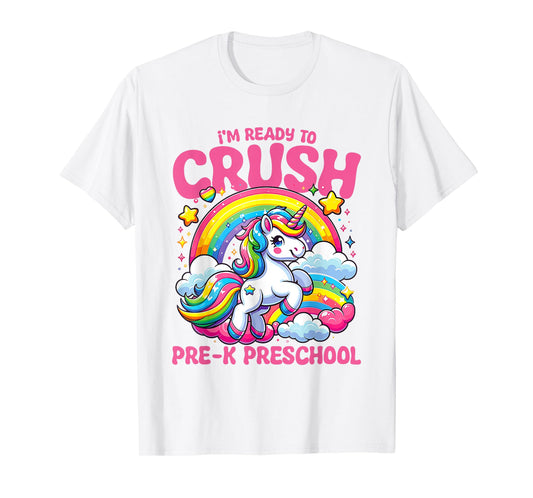 Crush Pre-k Preschool Unicorn Girls Teacher Back to School T-Shirt