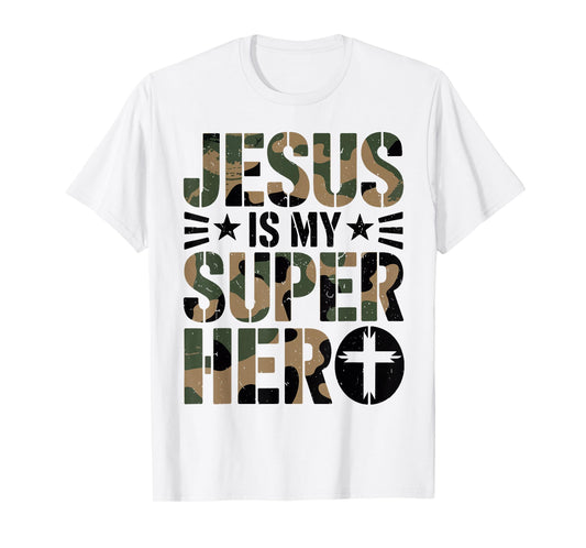 Toddler Camo Jesus is My Superhero Christian Camouflage Boys T-Shirt
