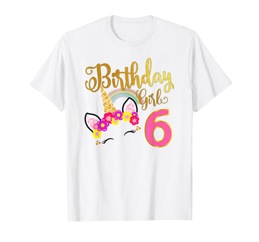 I'm 6th the Birthday for Girl Unicorn 6 year old Birthday T-Shirt