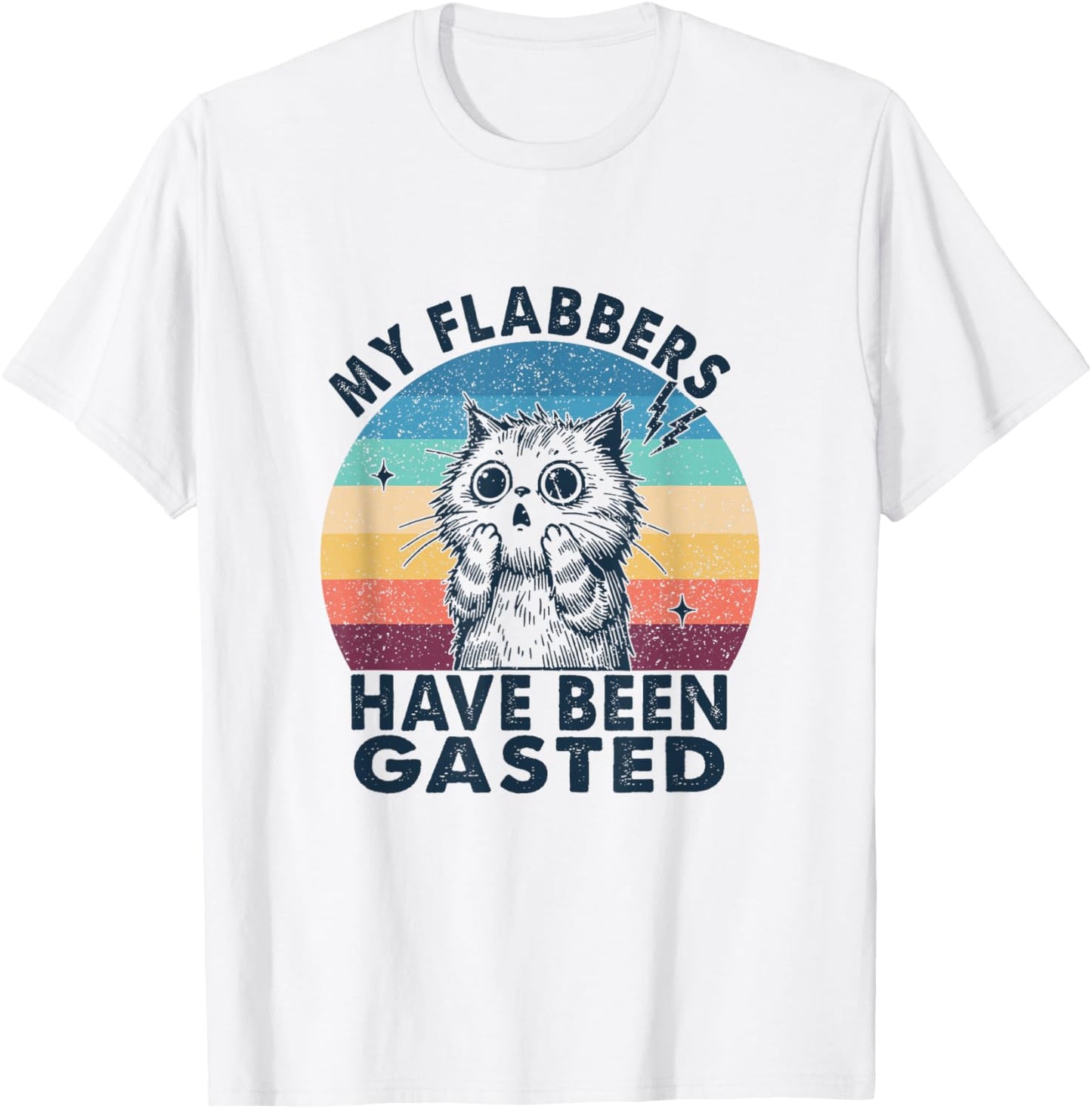 My Flabbers Have Been Gasted Distressed Retro Funny Cat T-Shirt