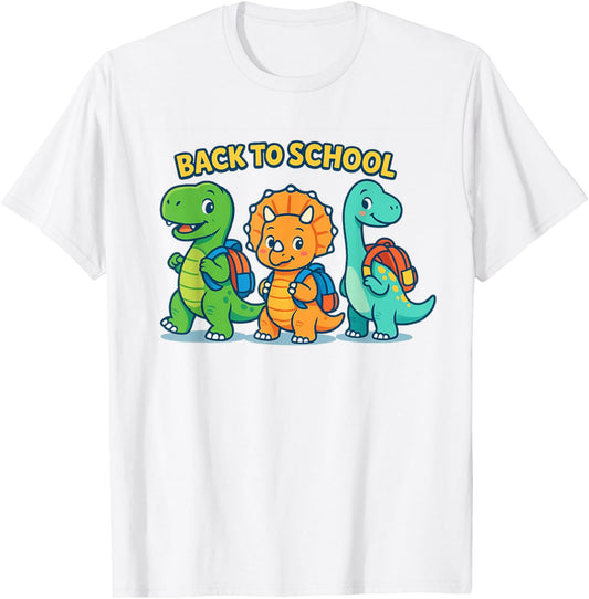 Back to School Dinosaur Funny Cartoon Kids Dino T-Shirt