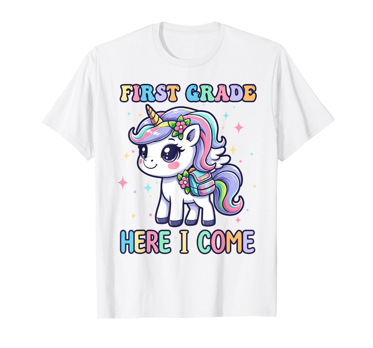 Unicorn First Grade Here I Come Back To School Girls Kids T-Shirt
