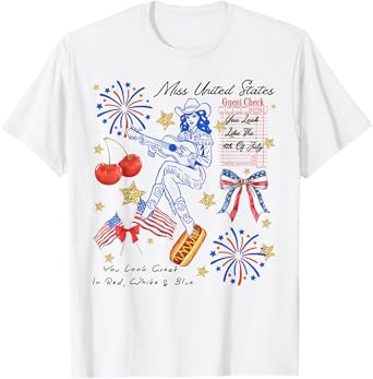 4th of July Cowgirl Western Country T-Shirt