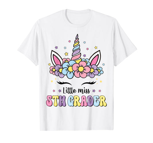 Little Miss 5th Grade Grader Hello First Day Of School Girls T-Shirt