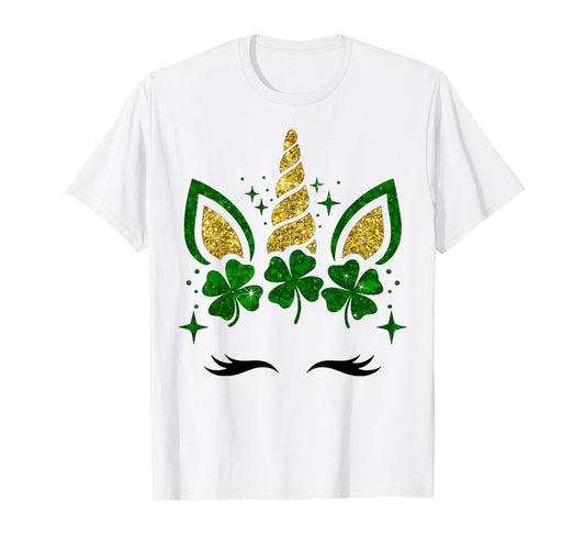 Cute Unicorn Shamrock St Patricks Day Girls Kids Lepricorn T-Shirt
