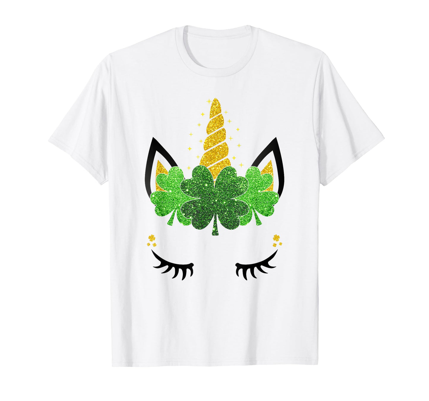 Unicorn Face St Patrick's Day Girls Kids Women T-Shirt