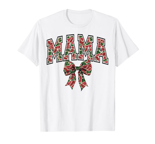 Hunting Mama Camouflage Old Camo Coquette Bow Mother's Day T-Shirt