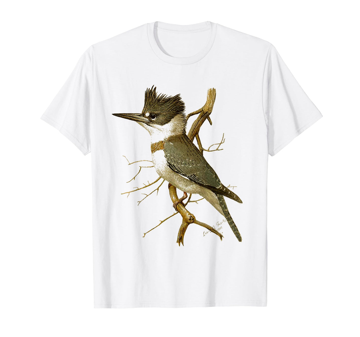 Kingfisher Birding for Birders Bird Lovers Kingfisher Bird T-Shirt - Kids, Unisex, Nature Lovers, Vacation Wear - White - Small - Short Sleeve - T-Shirt