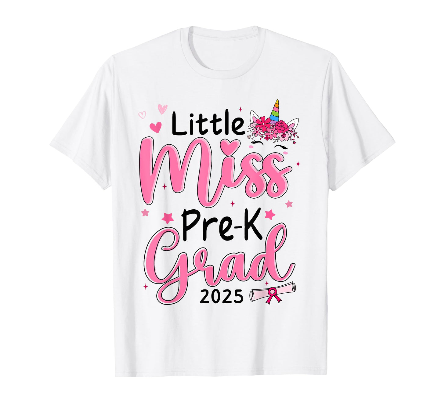 Little Miss Pre-K Graduation Shirts Kids Girls Preschool T-Shirt