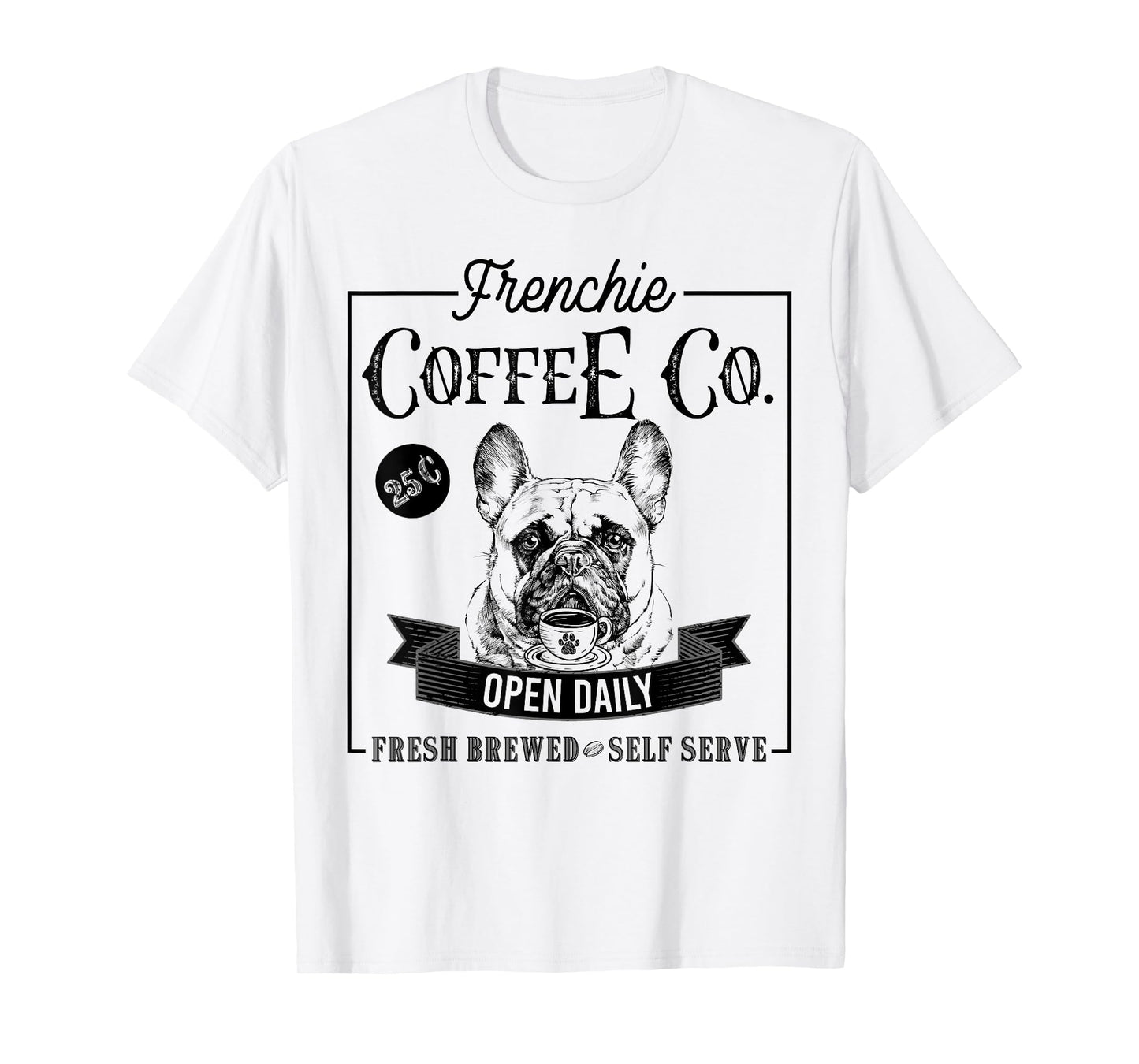 Retro French Bulldog Coffee Funny Dog Mom Coffee Lover Men Women Girls Kids T-Shirt