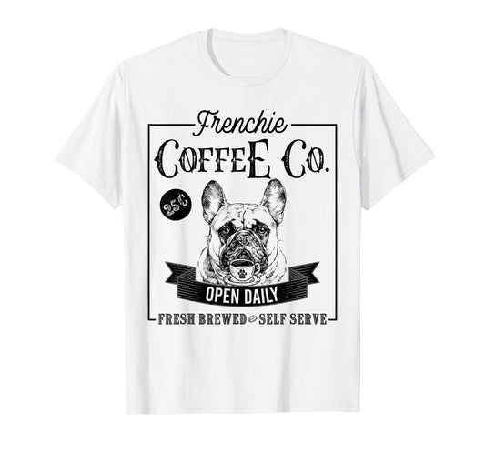Retro French Bulldog Coffee Funny Dog Mom Coffee Lover Men Women Girls Kids T-Shirt