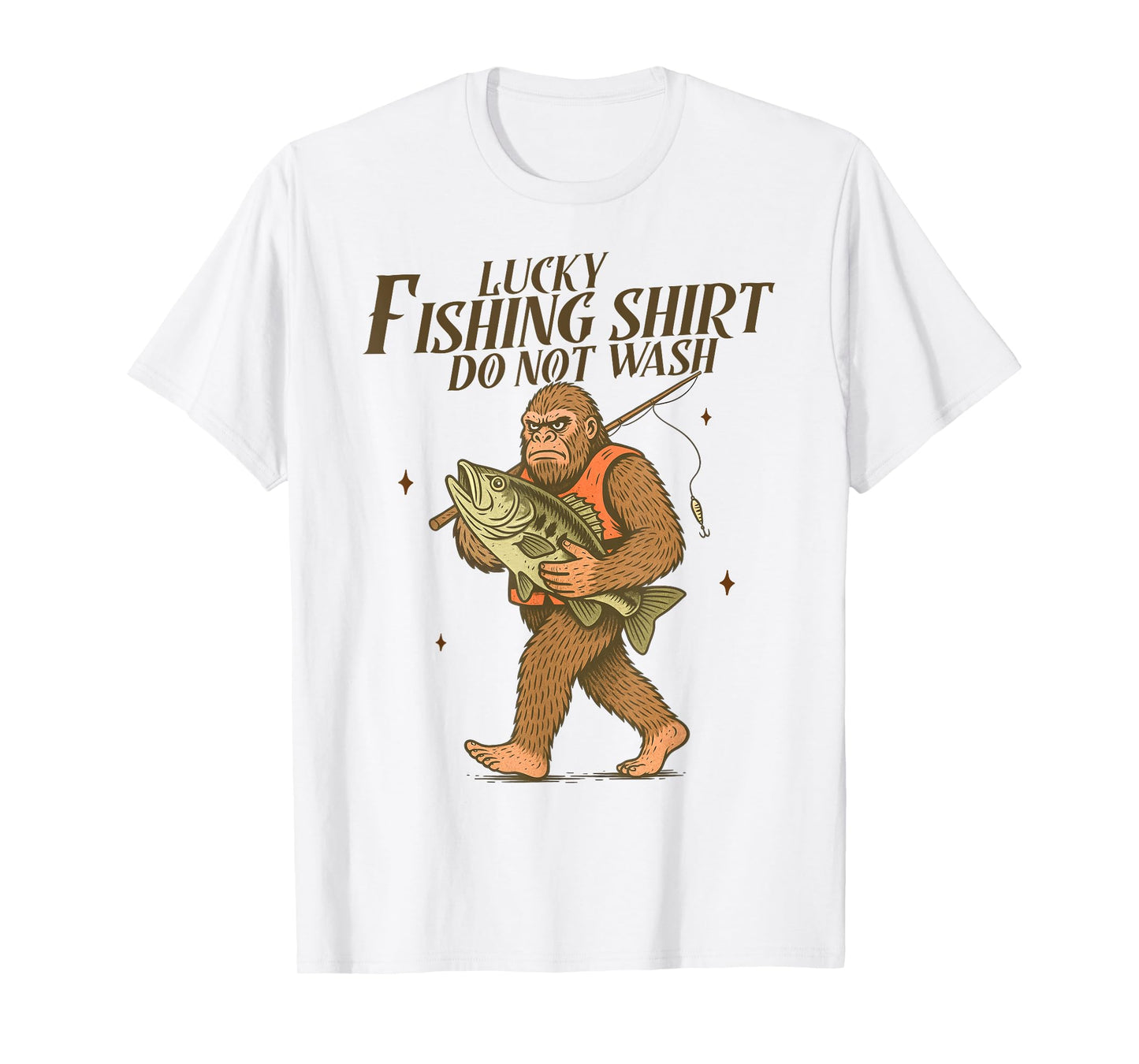 Fishing Lover Fisherman Bigfoot Funny Fisher Lucky Fishing T-Shirt