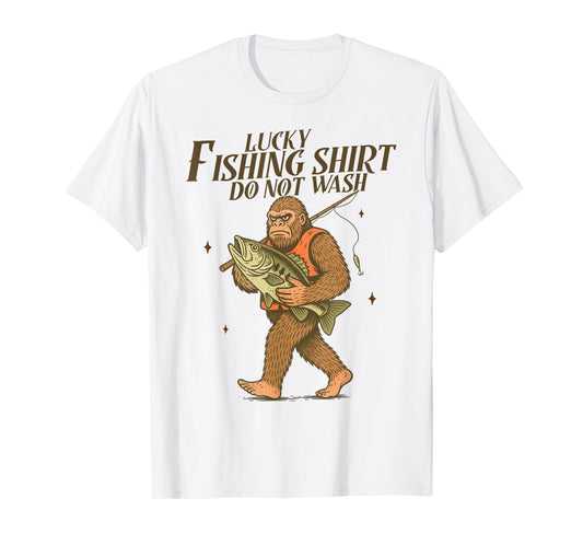 Fishing Lover Fisherman Bigfoot Funny Fisher Lucky Fishing T-Shirt