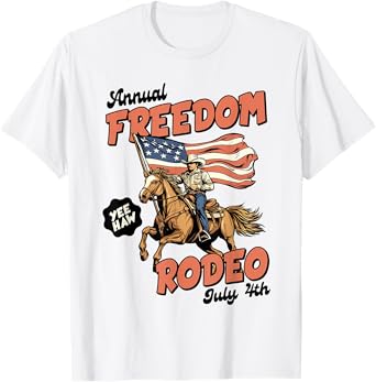 4th of July Horse Western Cowboy July 4th Freedom Rodeo T-Shirt