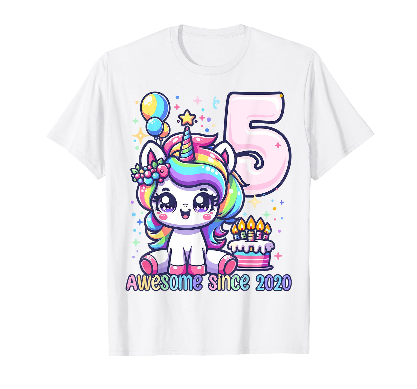 Unicorn 5th Birthday 5 Year Old Unicorn Party Girls Outfit T-Shirt