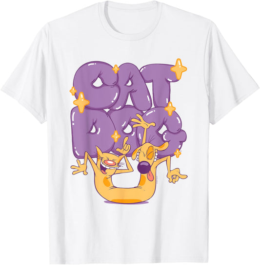 Dancing Purple Bubble Letters Retro Cartoon T-Shirt