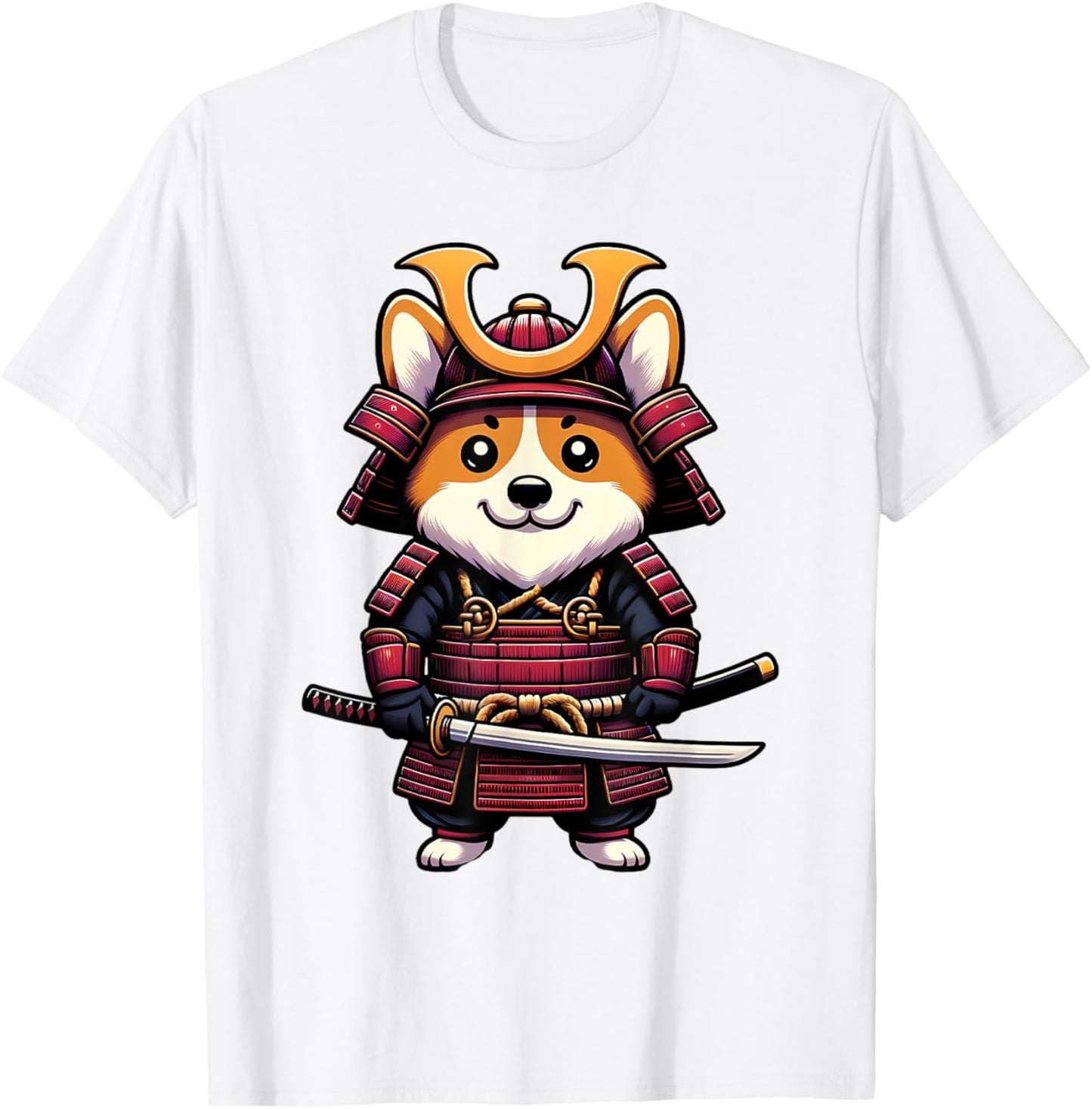 Samurai Corgi Dog Cute Japanese Anime Halloween Costume T-Shirt