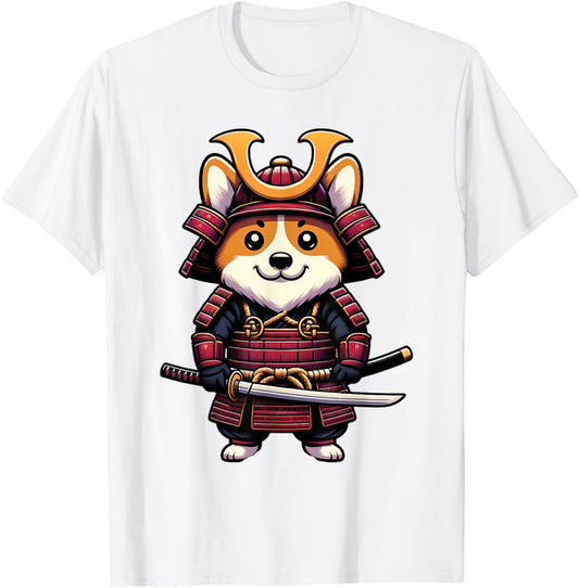 Samurai Corgi Dog Cute Japanese Anime Halloween Costume T-Shirt