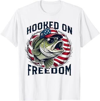 Patriotic Hooked on Freedom America Fishing 4th Of July Men T-Shirt