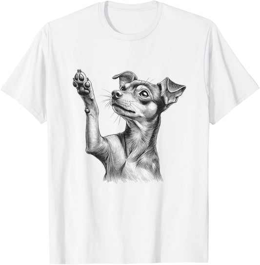 Miniature Pinscher Dog Min Pin Raising Paw Design T-Shirt