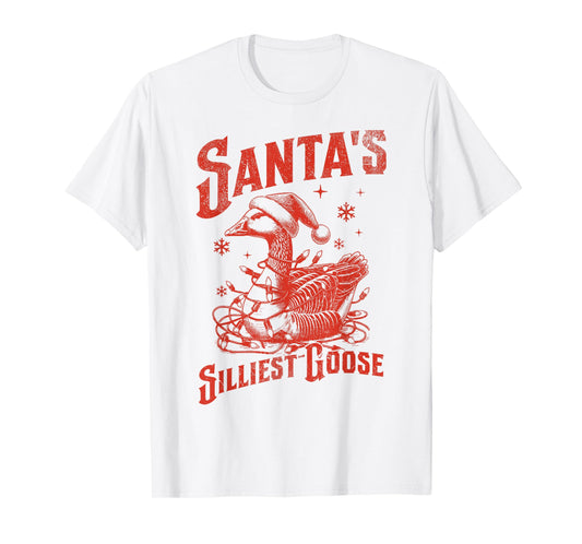Vintage Santas Silliest Goose Christmas Santa Goose Animal T-Shirt