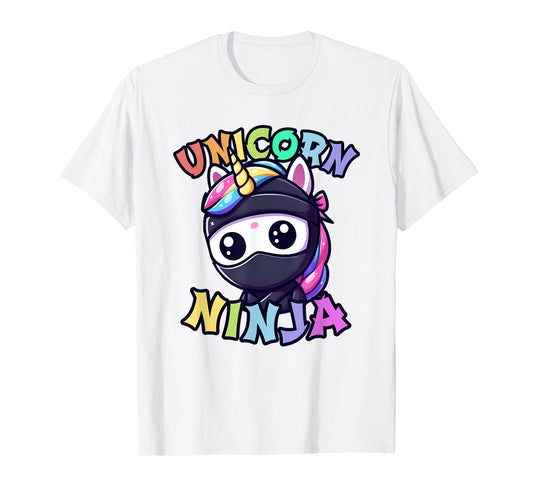 Funny UNICORN NINJA Birthday Girl Cute Tumbling Warrior BFFs T-Shirt