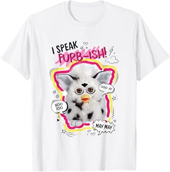 Furby I Speak Furb-ish! Snowball Retro Vibes Big Chest Logo T-Shirt