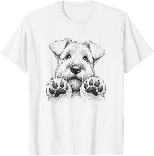 Funny Soft Coated Wheaten Terrier Peeking Dog Design T-Shirt
