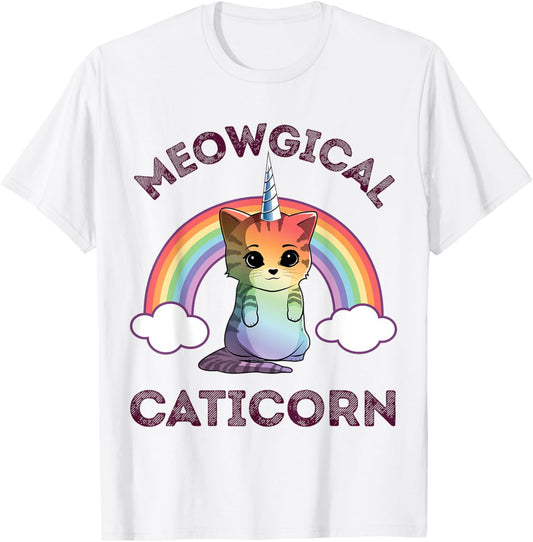 Meowgical Caticorn T shirt Cat Unicorn Girls Women Kittycorn T-Shirt
