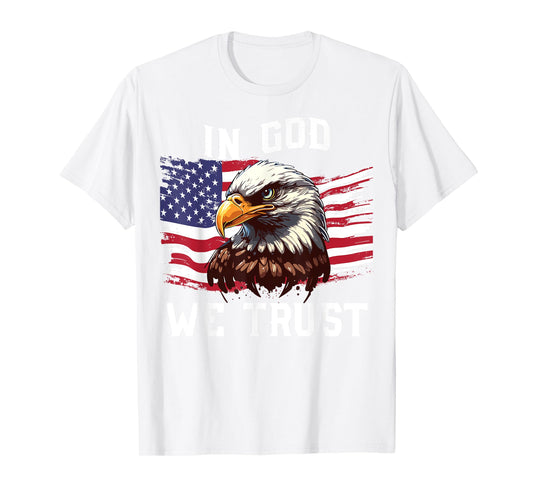 Men In God We Trust 4th July American Flag Eagle Boy Toddler T-Shirt