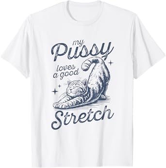 My Pussy Loves A Good Stretch Funny Meme T-Shirt