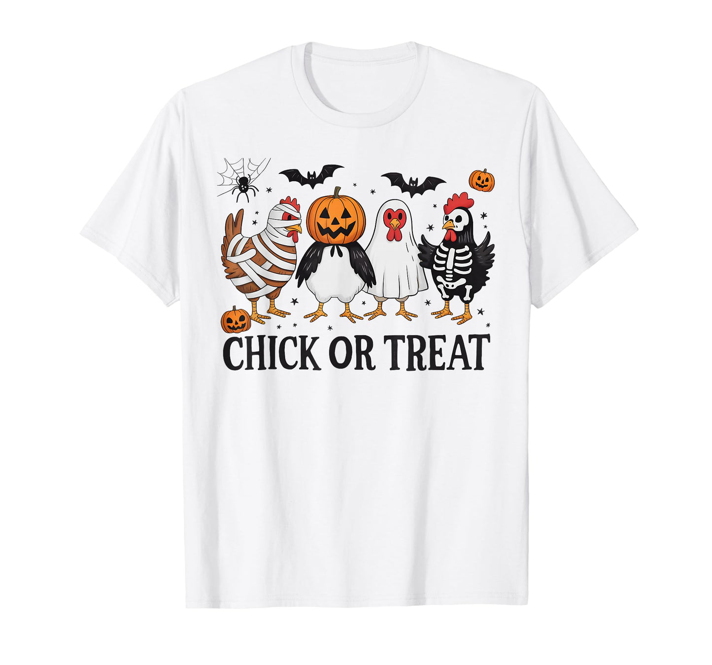 Chick Or Treat Funny Halloween Chicken Lover Witch Pumpkin T-Shirt