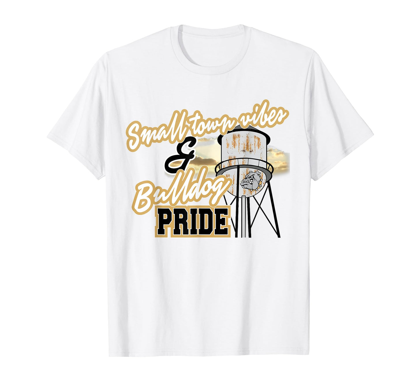 Small Town Vibes Bulldog Pride Gold Bulldogs School Spirit T-Shirt