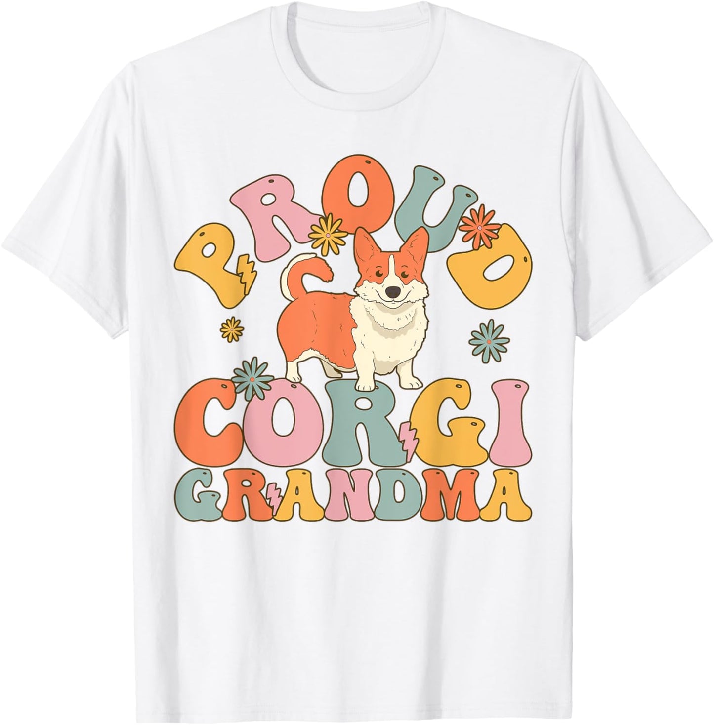Proud Corgi Grandma Groovy Dog T-Shirt