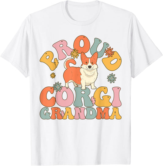Proud Corgi Grandma Groovy Dog T-Shirt