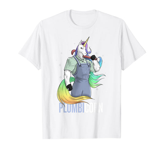 Plumber Unicorn Plumbicorn Plumbing Pun Handyman Funny T-Shirt