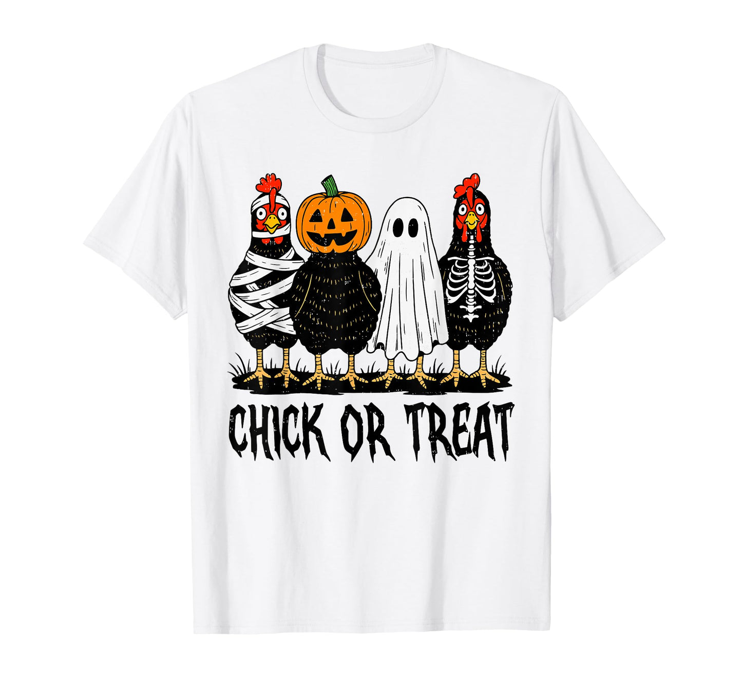 Chick Or Treat Spooky Chicken Halloween Costume Farm Farmer T-Shirt