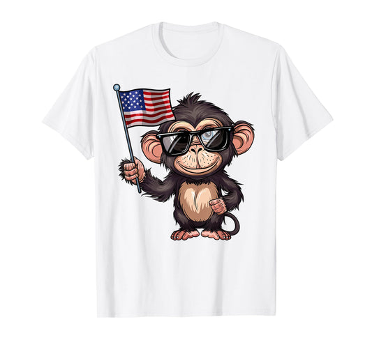 Monkey USA Flag - Funny Monkey Lovers 4th of July T-Shirt