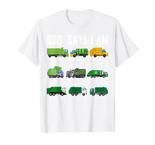 Toddler Boy God Says I Am Garbage Truck Jesus Brother Son T-Shirt