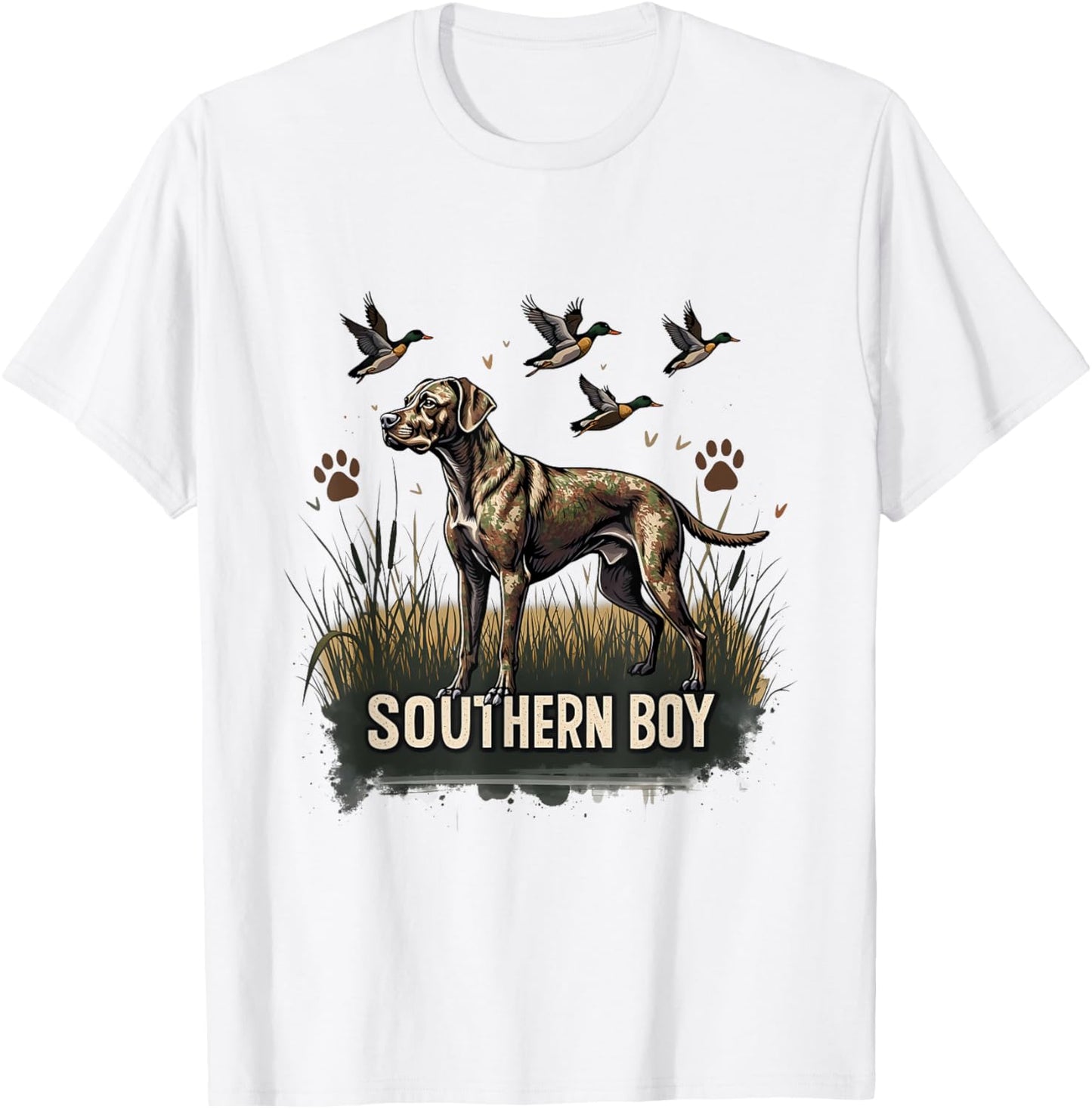 Retro Southern Boy Hunting Dog Waterfowl Dog Lovers Graphic T-Shirt