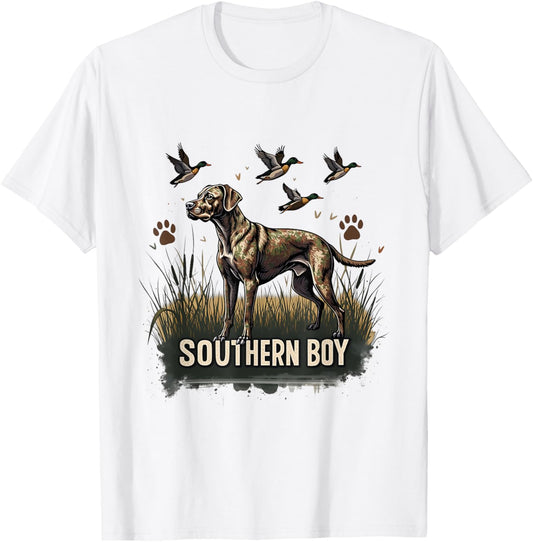 Retro Southern Boy Hunting Dog Waterfowl Dog Lovers Graphic T-Shirt