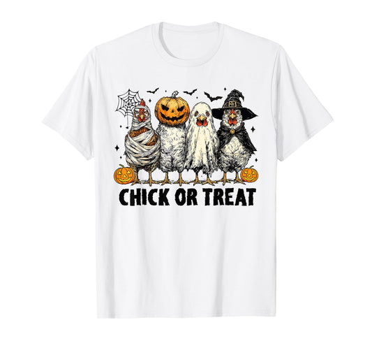 Funny Chick Or Treat Halloween Witch Spooky Chicken T-Shirt