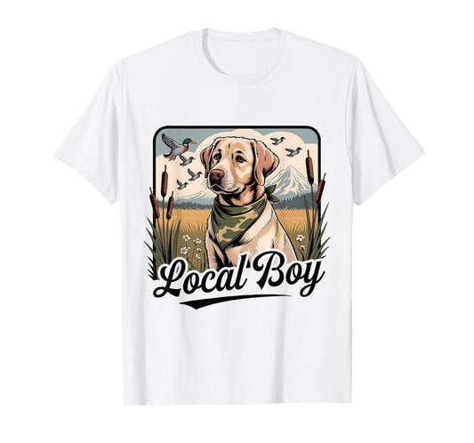 Local Boy Labrador Hunting Dog Marsh Scene Sunset Vintage T-Shirt