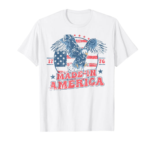Made In America USA Flag Eagle 4th of July Patriotic Freedom Women Kids Men T-Shirt