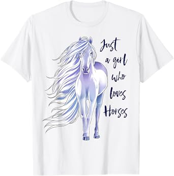 Horse Just a Girl Who Loves Horseback Riding Equestrian Farm T-Shirt