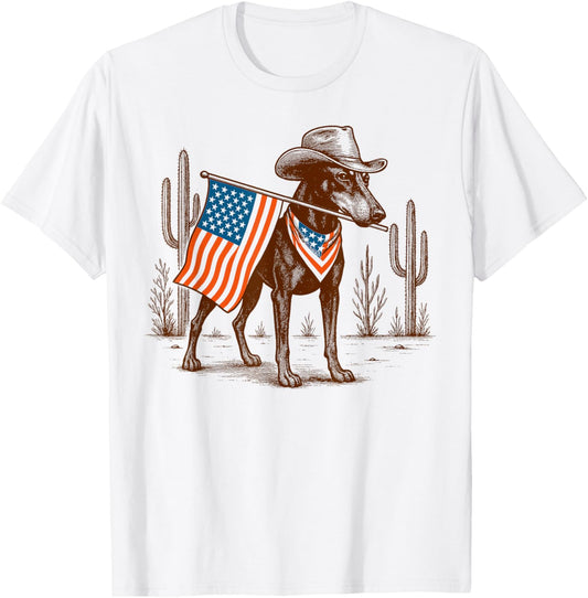 4th Of July Doberman Lover Western Desert Vibes Freedom T-Shirt