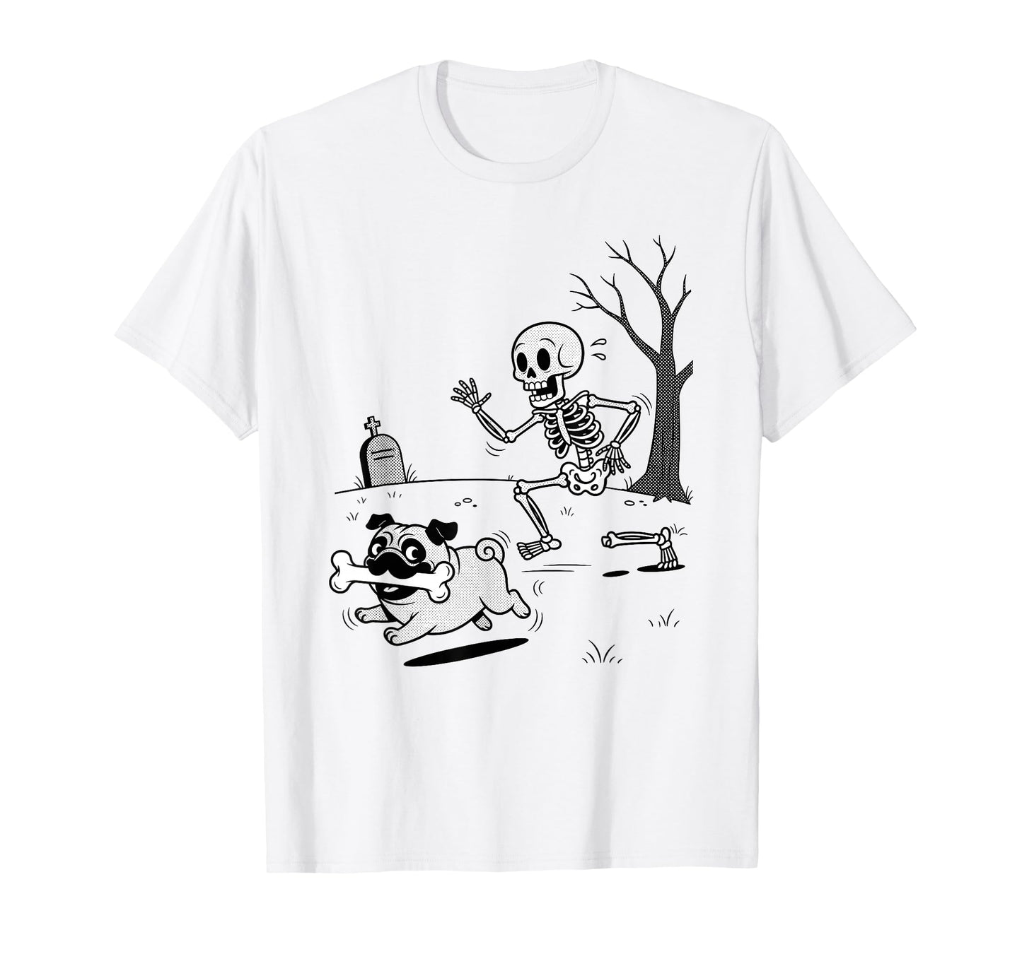 Halloween Dog Funny Skeleton Chasing French Bulldog T-Shirt