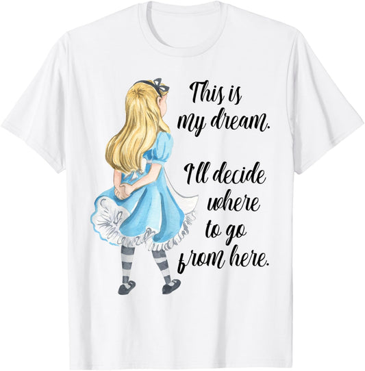 Alice in Wonderland Cheshire Cat Unisex-Adults Blue Cotton Polyester T-Shirt Small Classic Fit Crew Neck Short Sleeve Classic Casual T-Shirt