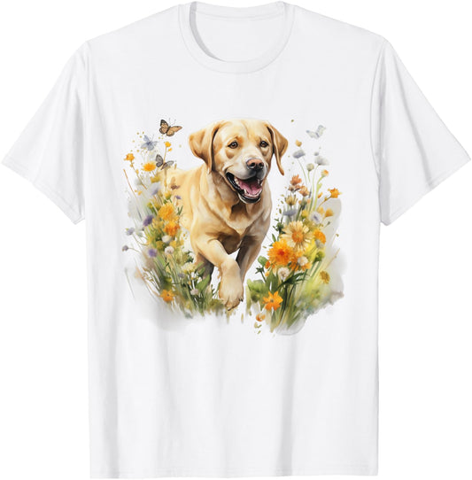 Floral Wildflower Dog Labrador Retriever T-Shirt